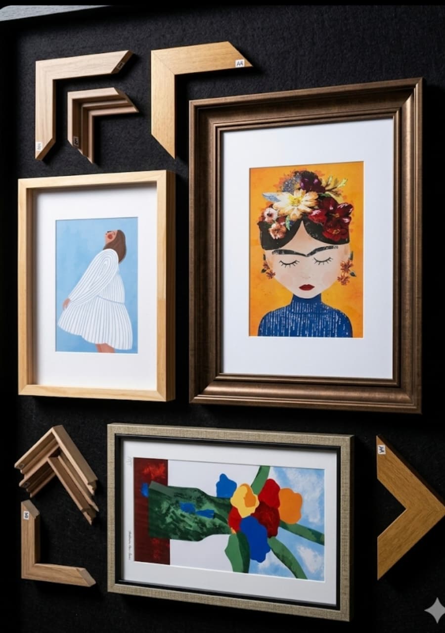Quadro indiano com elefantes coloridos emoldurado - Molduraria Santos